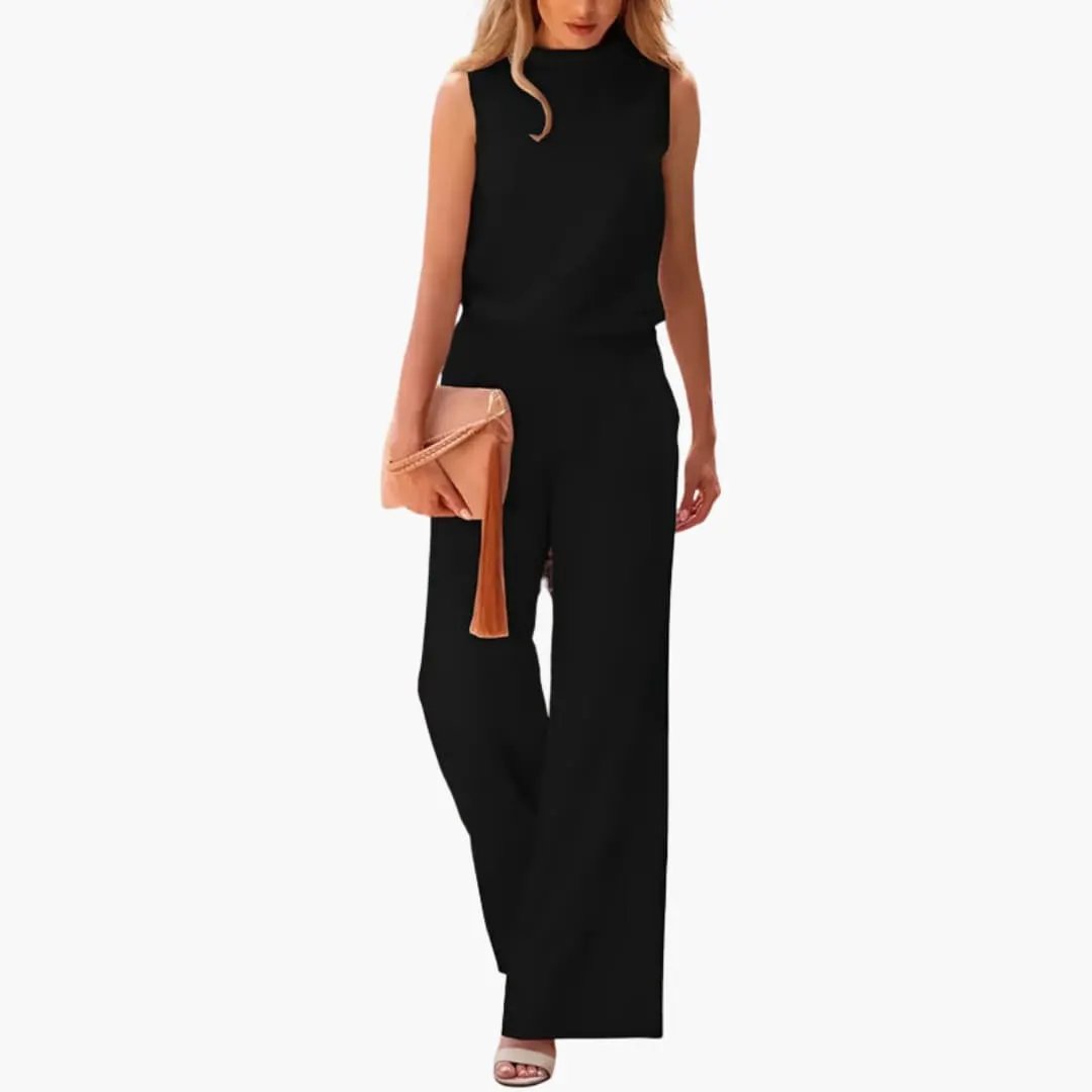 Women’s Sleeveless Wide Leg Jumpsuit with Minimal Design