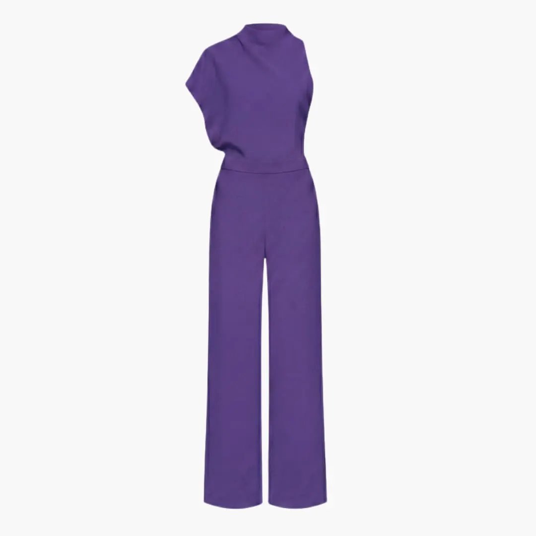 Women’s Sleeveless Wide Leg Jumpsuit with Round Neck