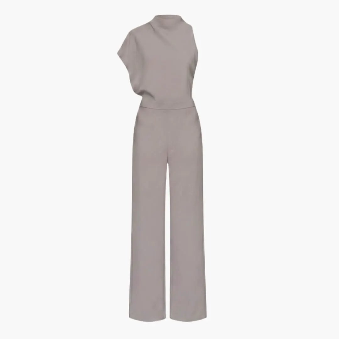 Women’s Sleeveless Wide Leg Jumpsuit with Round Neck