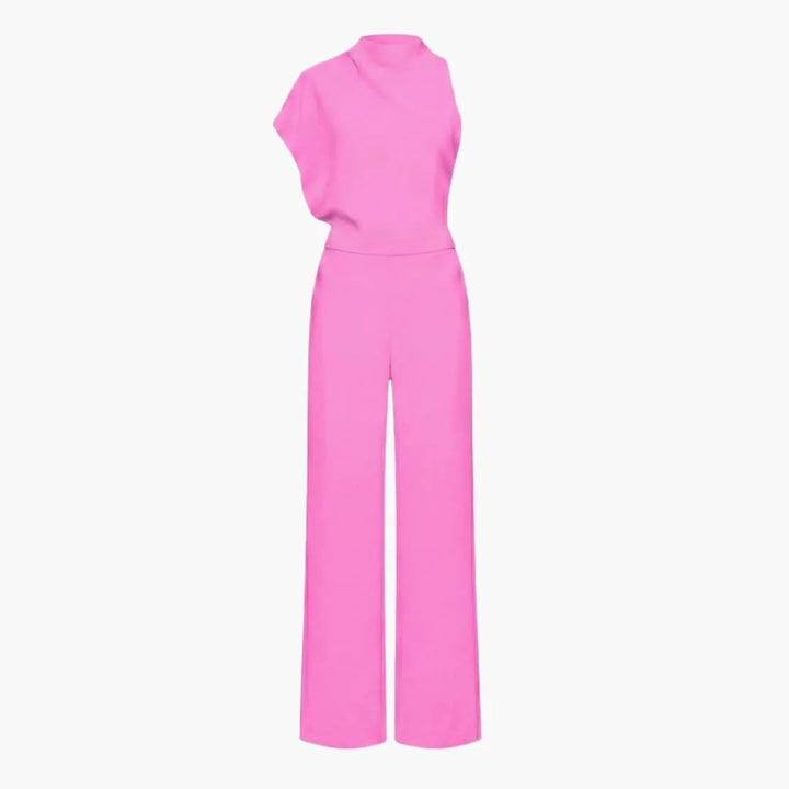 Women’s Sleeveless Wide Leg Jumpsuit with Round Neck