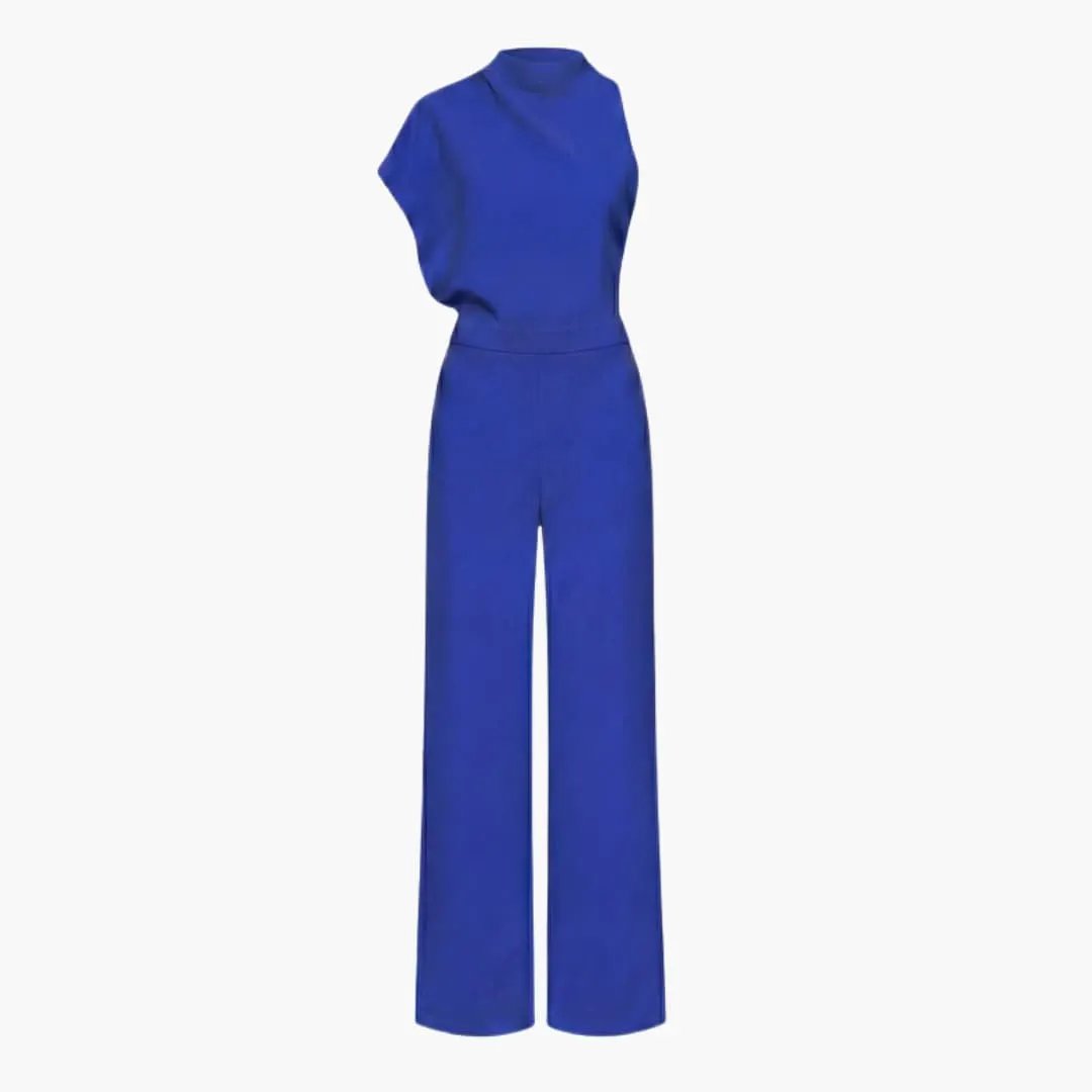 Women’s Sleeveless Wide Leg Jumpsuit with Round Neck