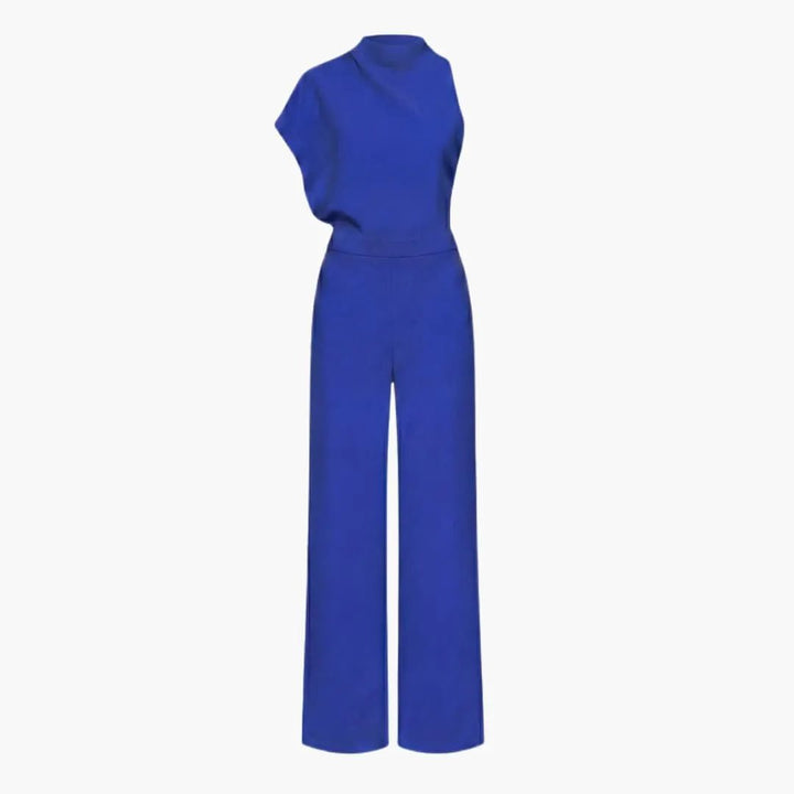Women’s Sleeveless Wide Leg Jumpsuit with Round Neck