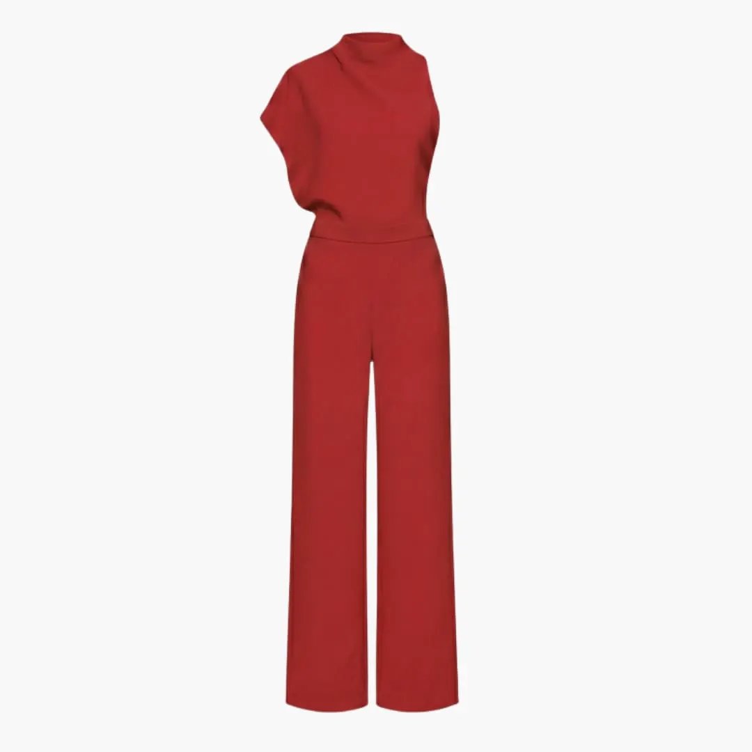 Women’s Sleeveless Wide Leg Jumpsuit with Round Neck