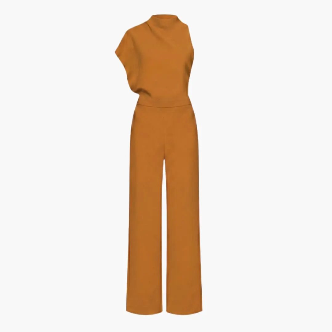 Women’s Sleeveless Wide Leg Jumpsuit with Round Neck