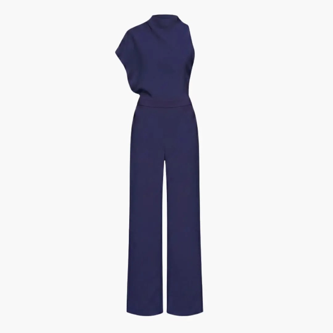 Women’s Sleeveless Wide Leg Jumpsuit with Round Neck