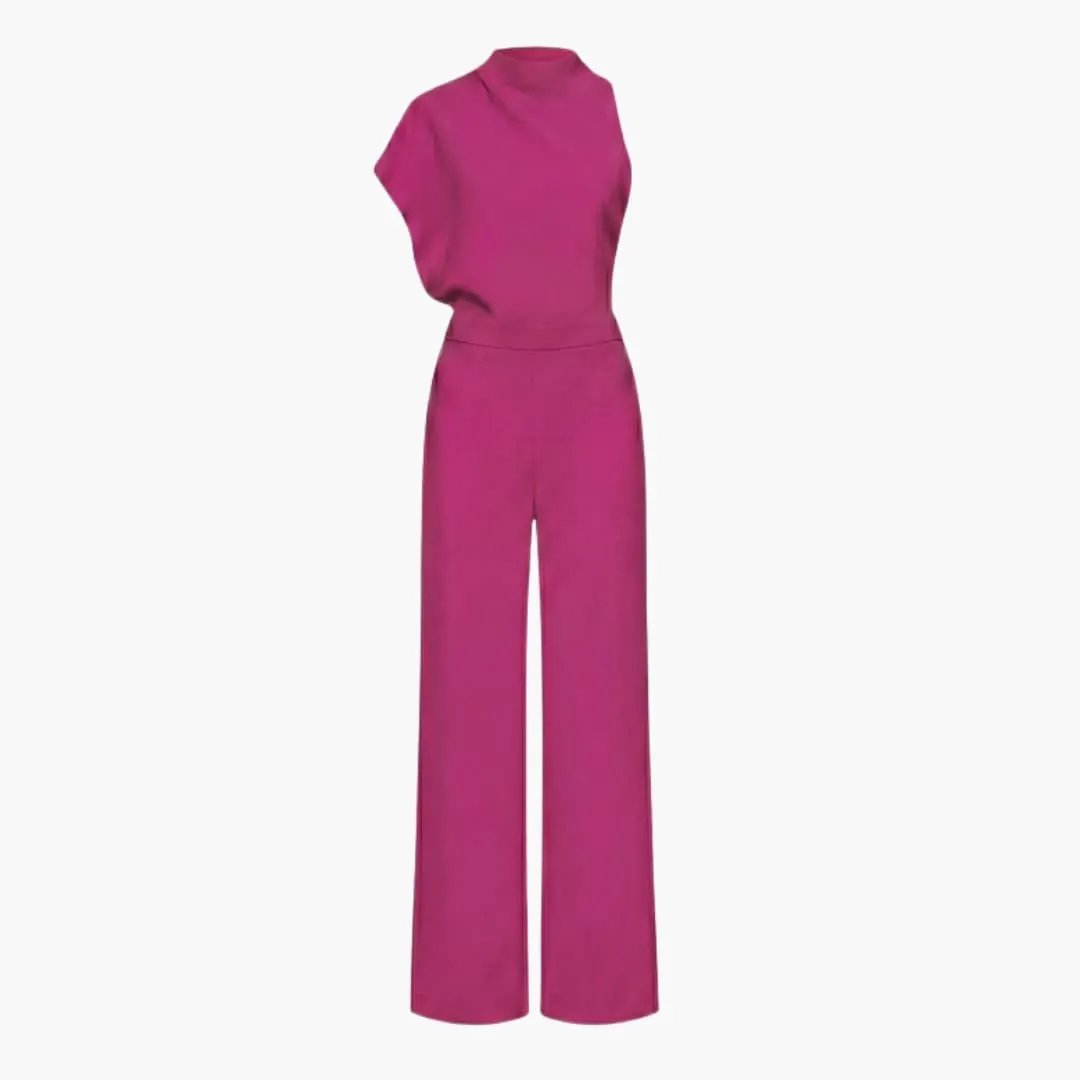 Women’s Sleeveless Wide Leg Jumpsuit with Round Neck