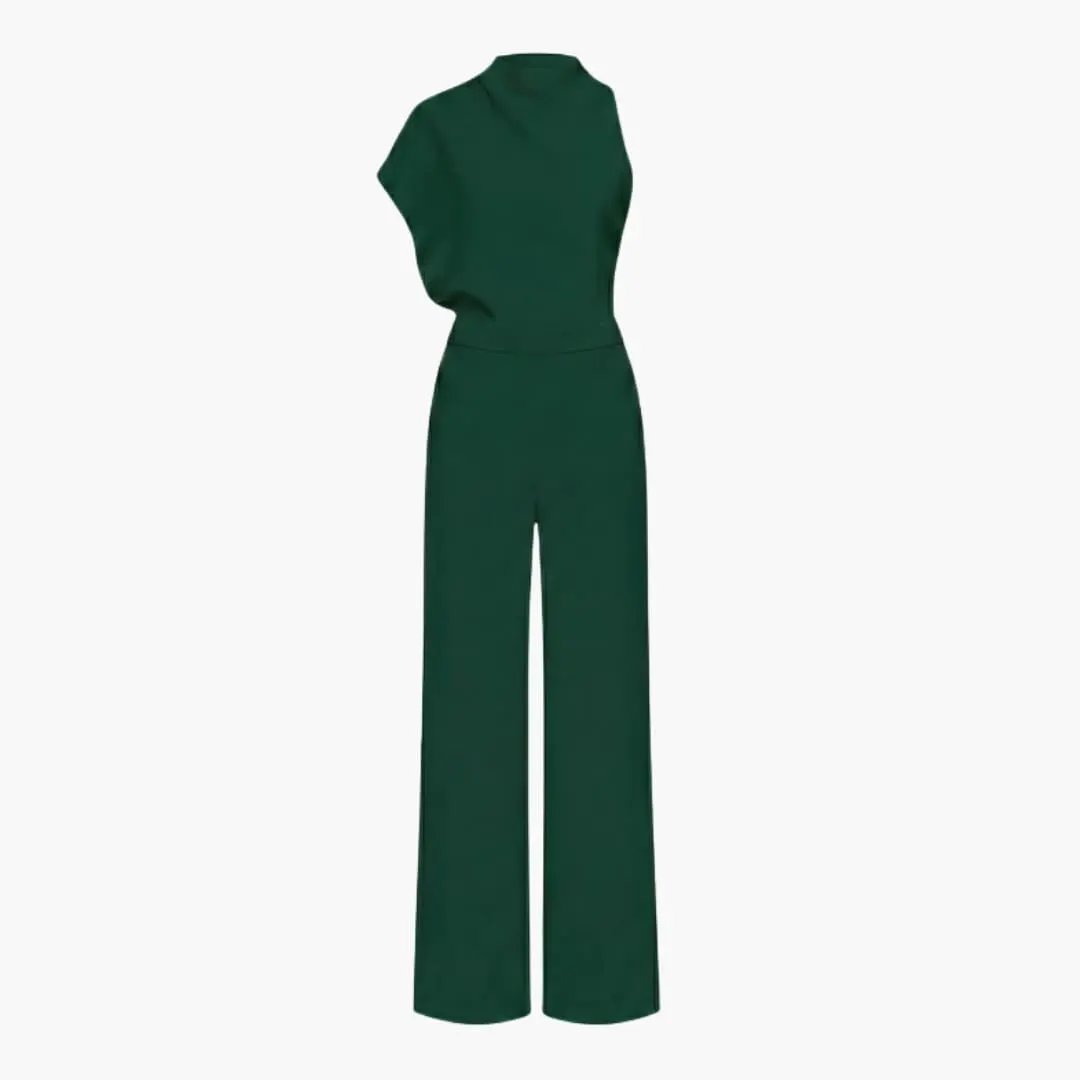 Women’s Sleeveless Wide Leg Jumpsuit with Round Neck