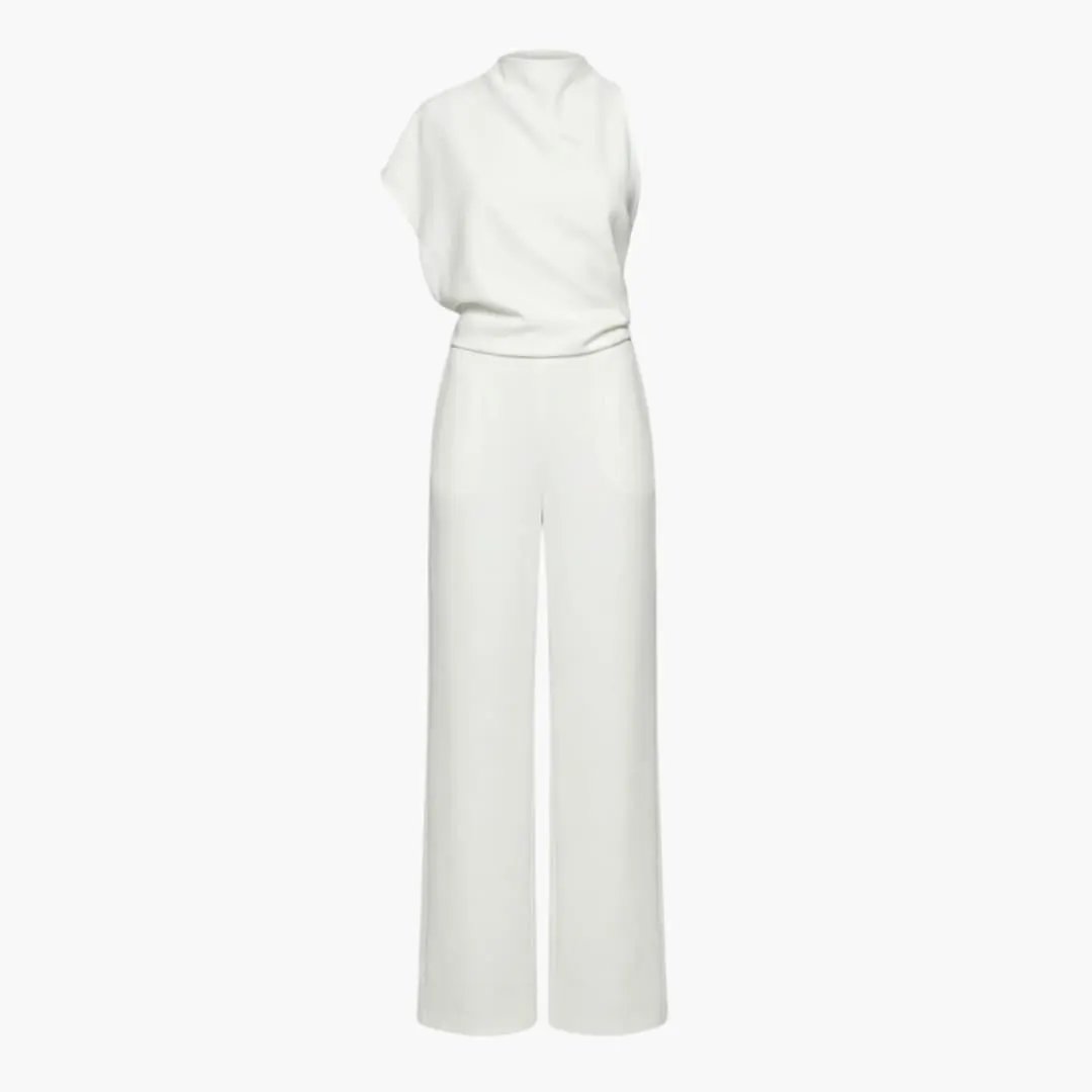 Women’s Sleeveless Wide Leg Jumpsuit with Round Neck