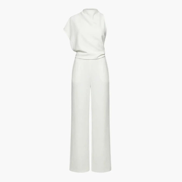 Women’s Sleeveless Wide Leg Jumpsuit with Round Neck