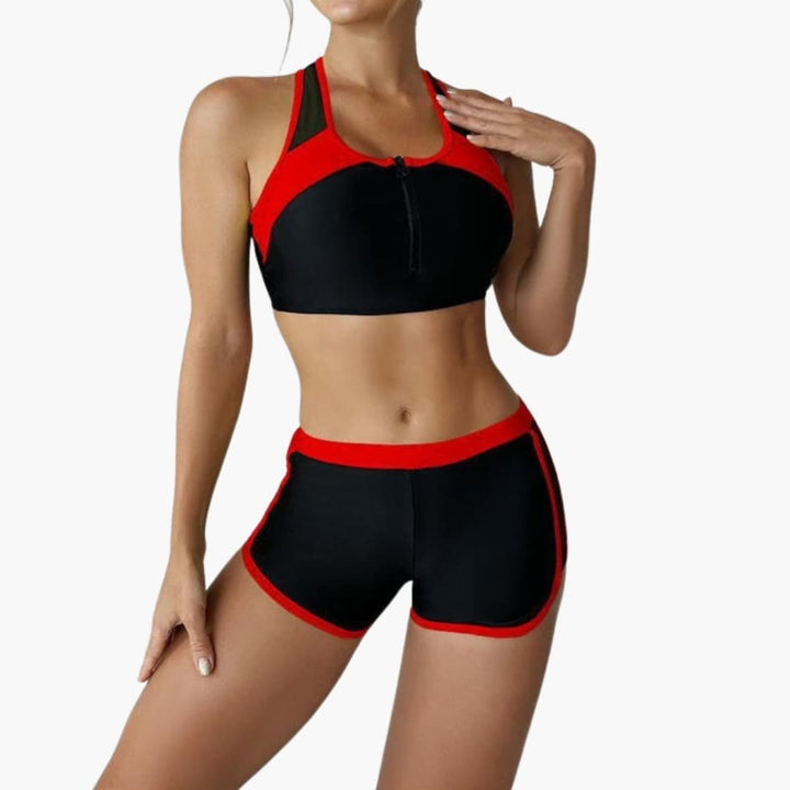 Women’s Solid Bikini Set with Side Split Detail and Adjustable Straps