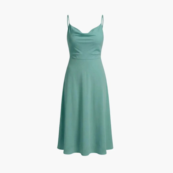 Women’s Square Neck Maxi Dress with Back Lace - Up Waist