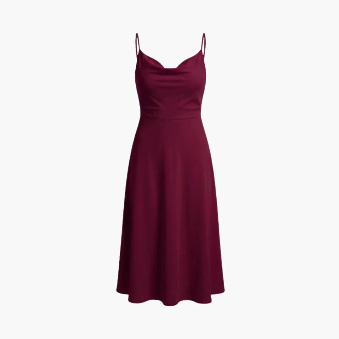 Women’s Square Neck Maxi Dress with Back Lace - Up Waist