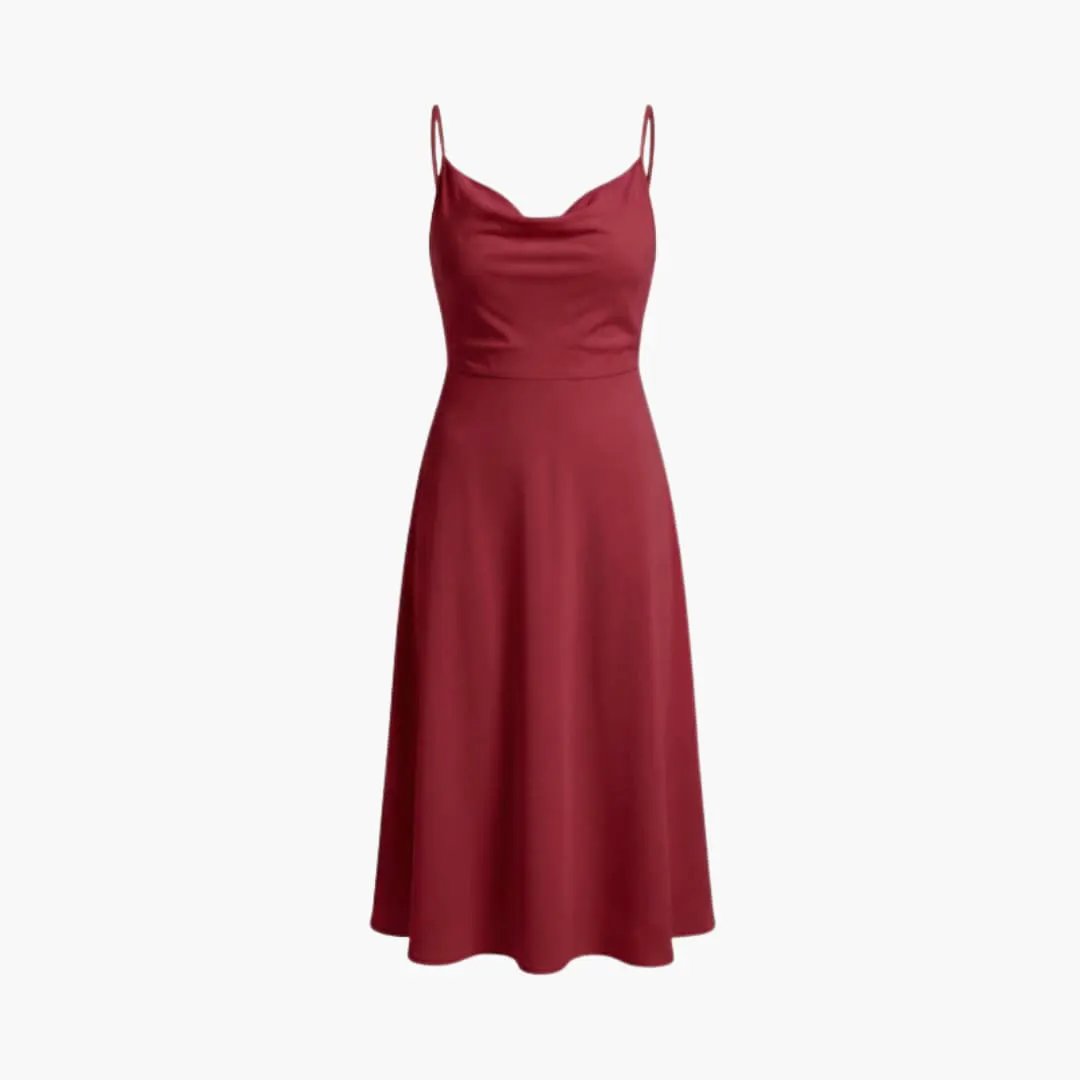 Women’s Square Neck Maxi Dress with Back Lace - Up Waist