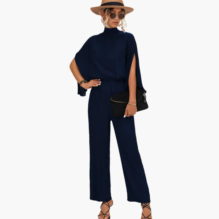 Women’s Straight Leg Jumpsuit with Stand Collar
