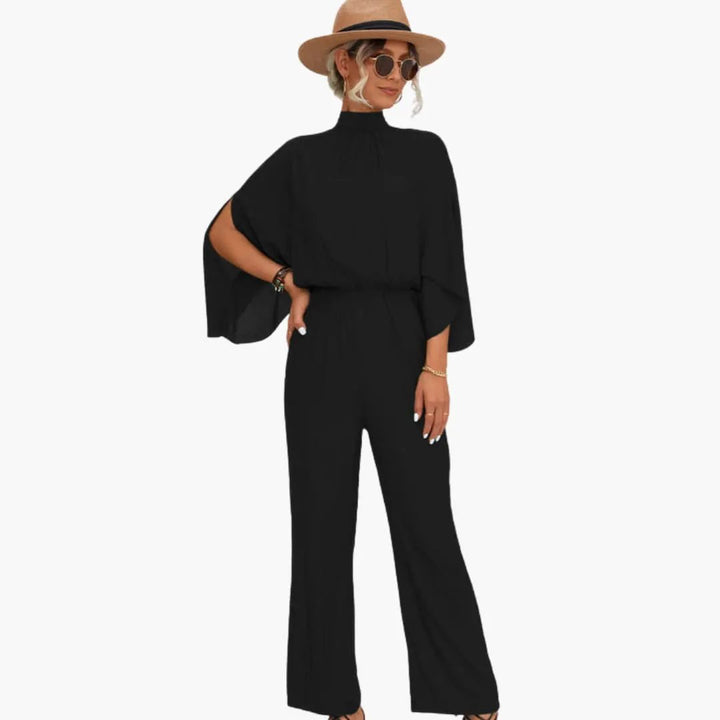 Women’s Straight Leg Jumpsuit with Stand Collar