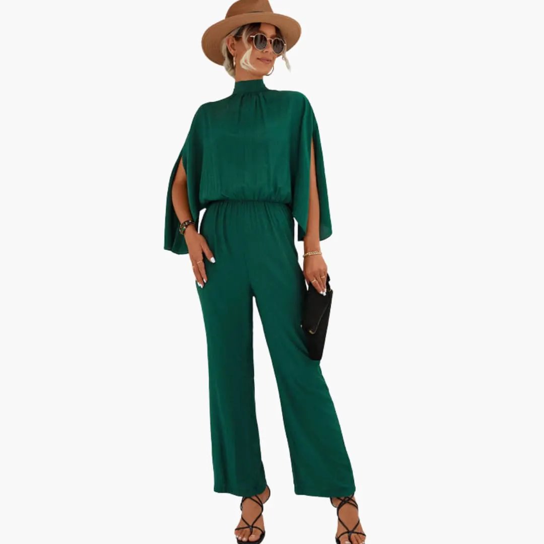 Women’s Straight Leg Jumpsuit with Stand Collar