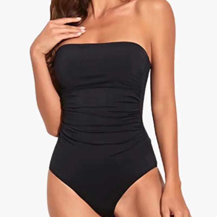 Women’s Strapless One-Piece Swimsuit with Tummy Control Panel