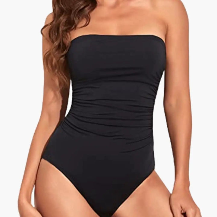 Women’s Strapless One-Piece Swimsuit with Tummy Control Panel
