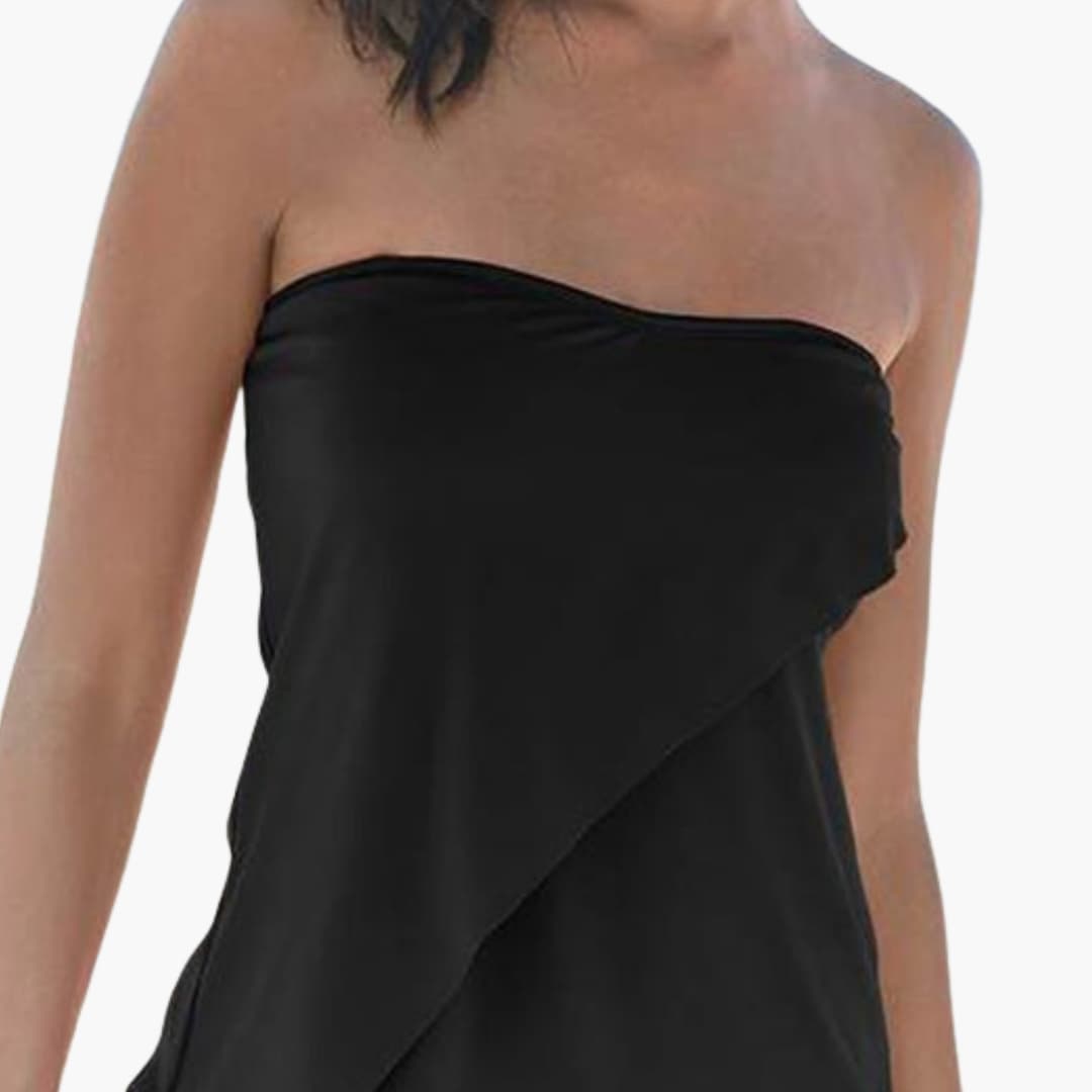 Women’s Strapless Tube Tankini Set with Layered Bottom