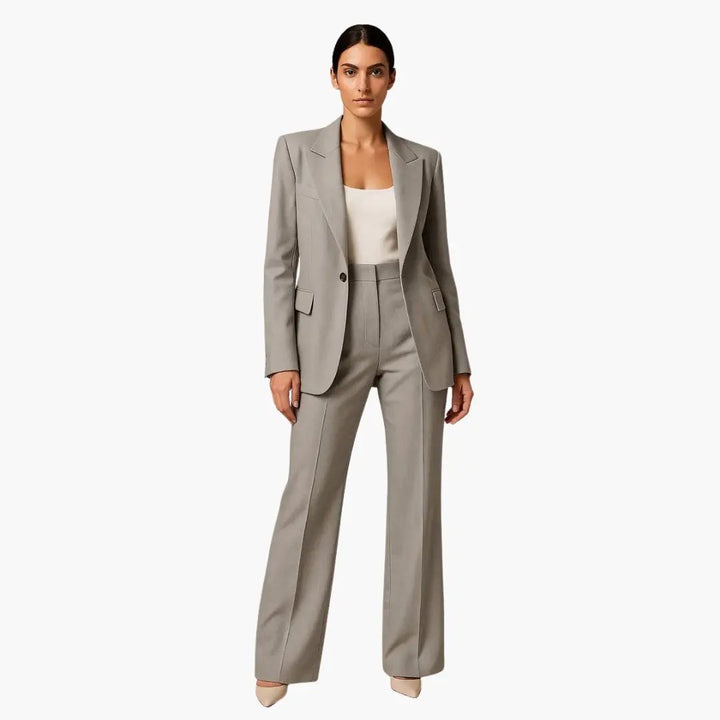 Women's Suit Set with Blazer and Wide Leg Trousers