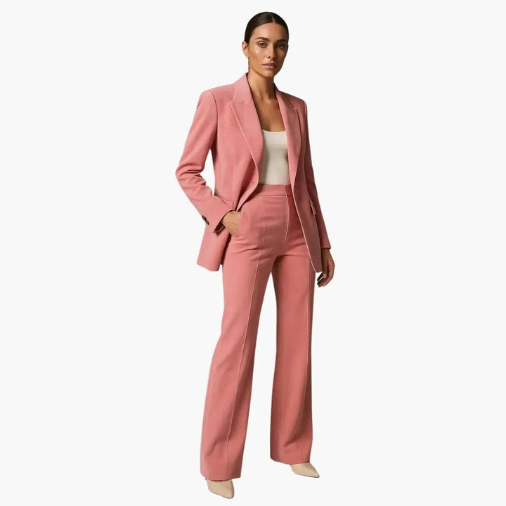Women's Suit Set with Blazer and Wide Leg Trousers