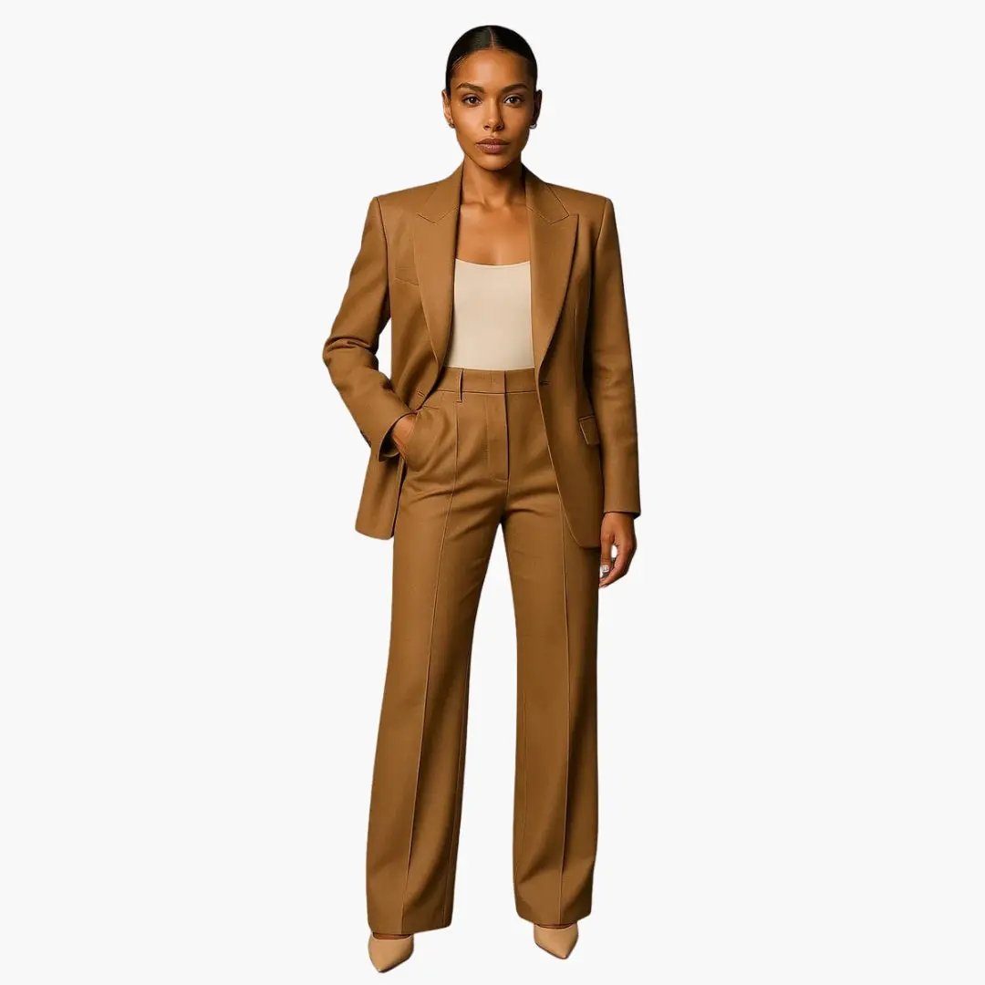 Women's Suit Set with Blazer and Wide Leg Trousers