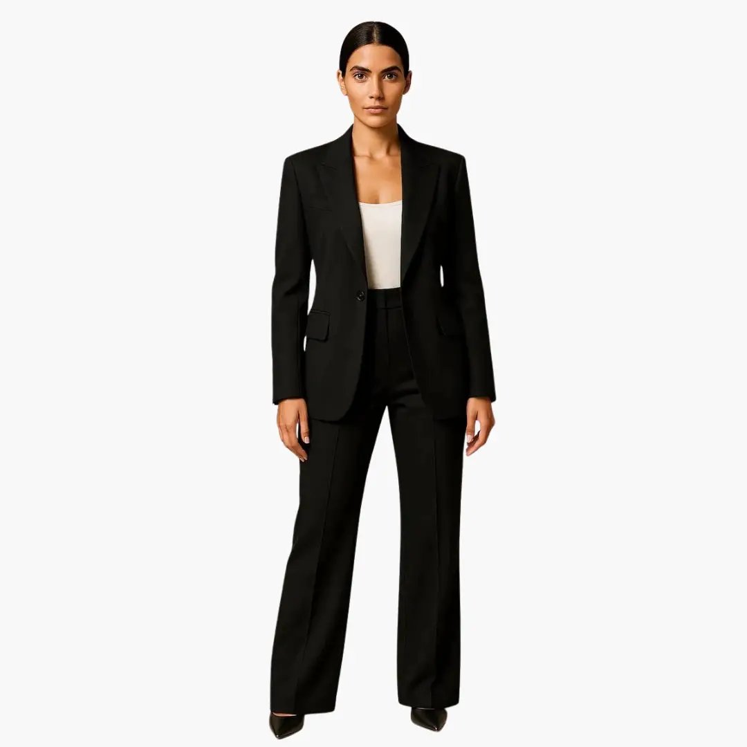 Women's Suit Set with Blazer and Wide Leg Trousers