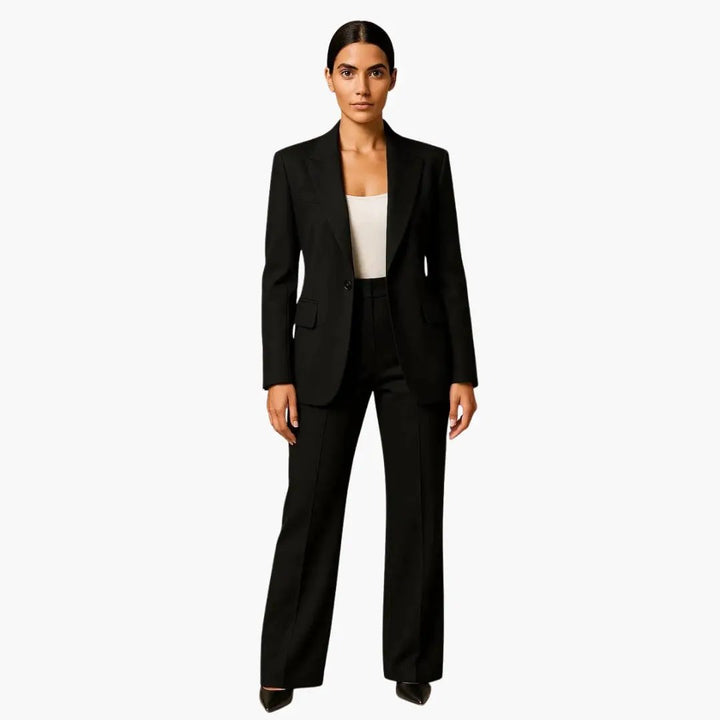 Women's Suit Set with Blazer and Wide Leg Trousers