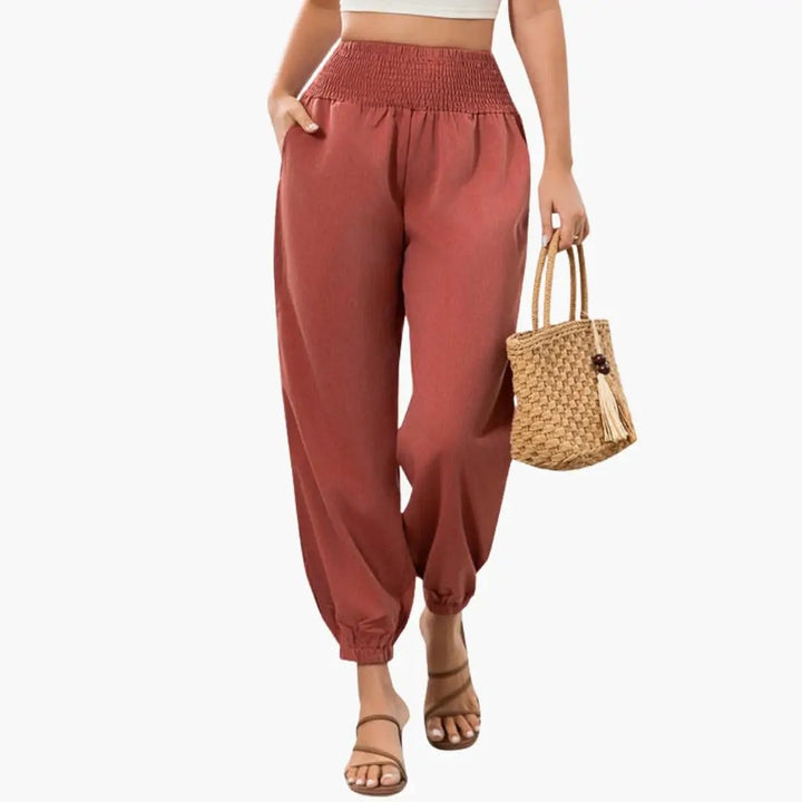 Women’s Summer Pants with Elastic Waist and Wide Leg
