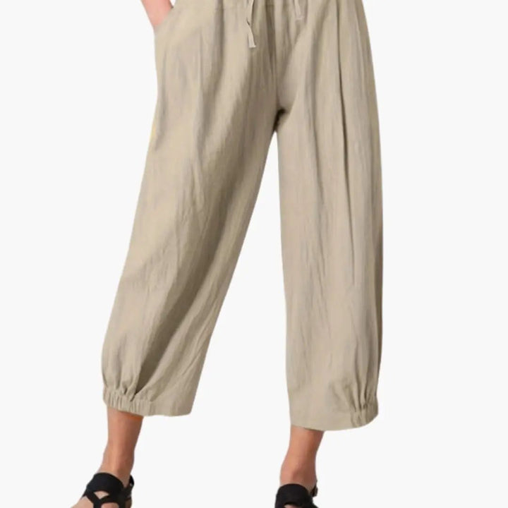 Women’s Summer Pants with Elastic Waistband and Cuffed Hem