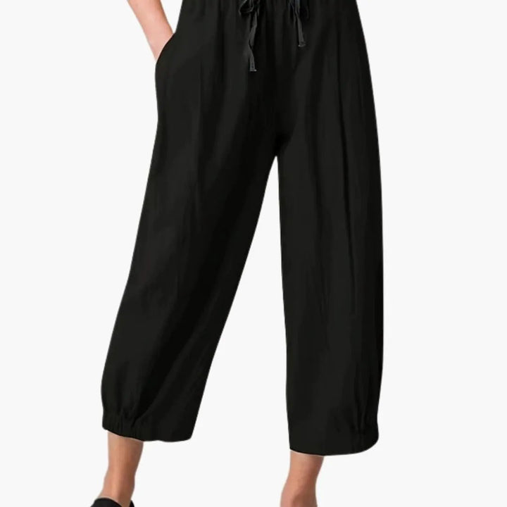 Women’s Summer Pants with Elastic Waistband and Cuffed Hem
