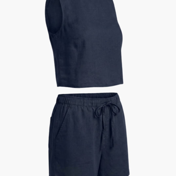 Women’s Summer Shorts Set – Short Sleeve Top and Elastic Waist Shorts