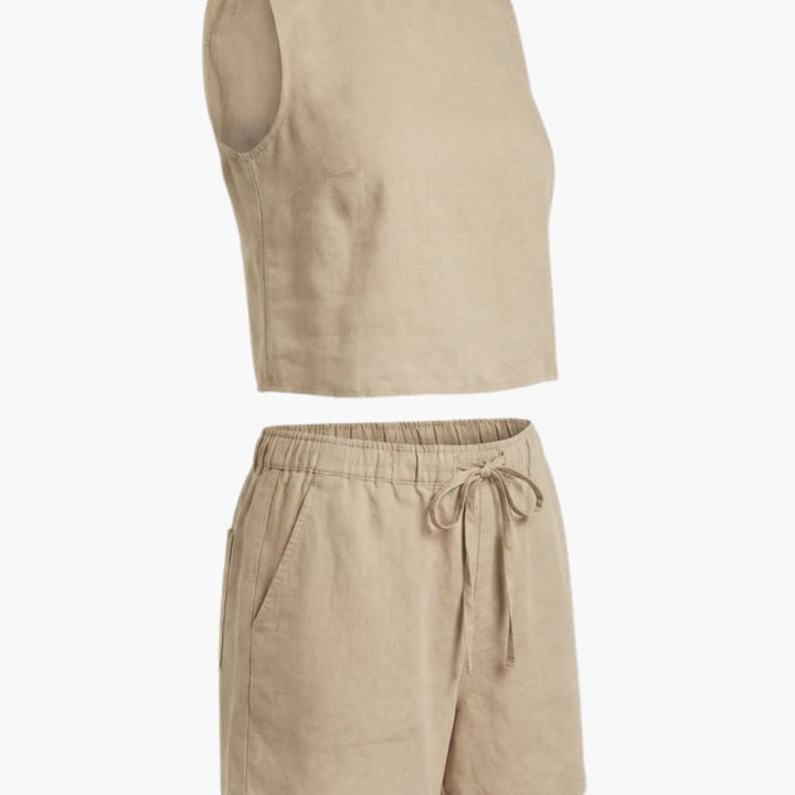 Women’s Summer Shorts Set – Short Sleeve Top and Elastic Waist Shorts