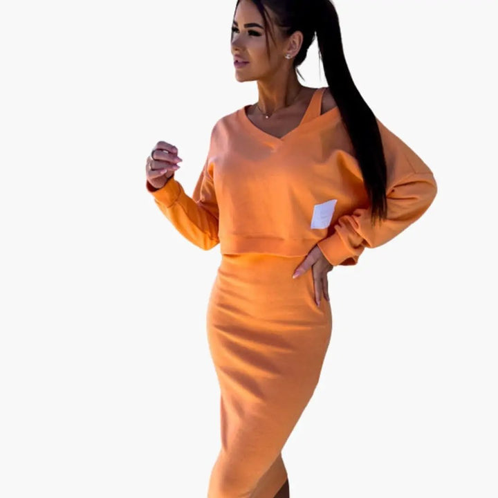 Women’s Sweatshirt Dress with Long Sleeves and Straight Hem