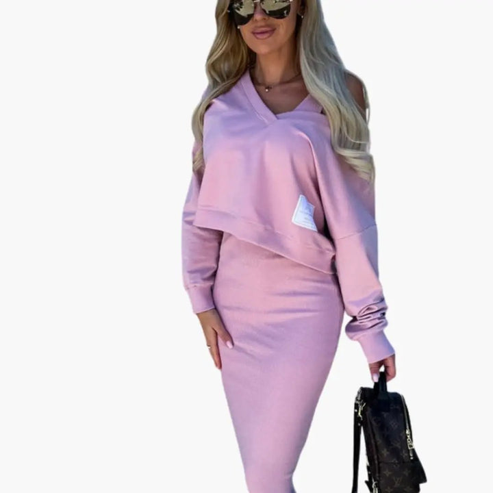 Women’s Sweatshirt Dress with Long Sleeves and Straight Hem