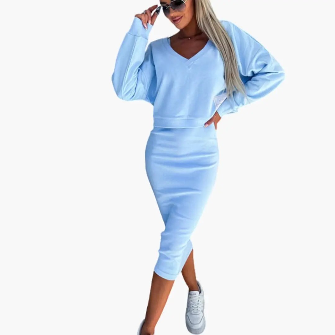 Women’s Sweatshirt Dress with Long Sleeves and Straight Hem