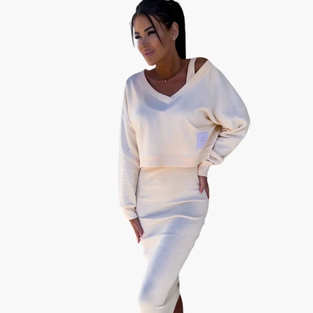 Women’s Sweatshirt Dress with Long Sleeves and Straight Hem