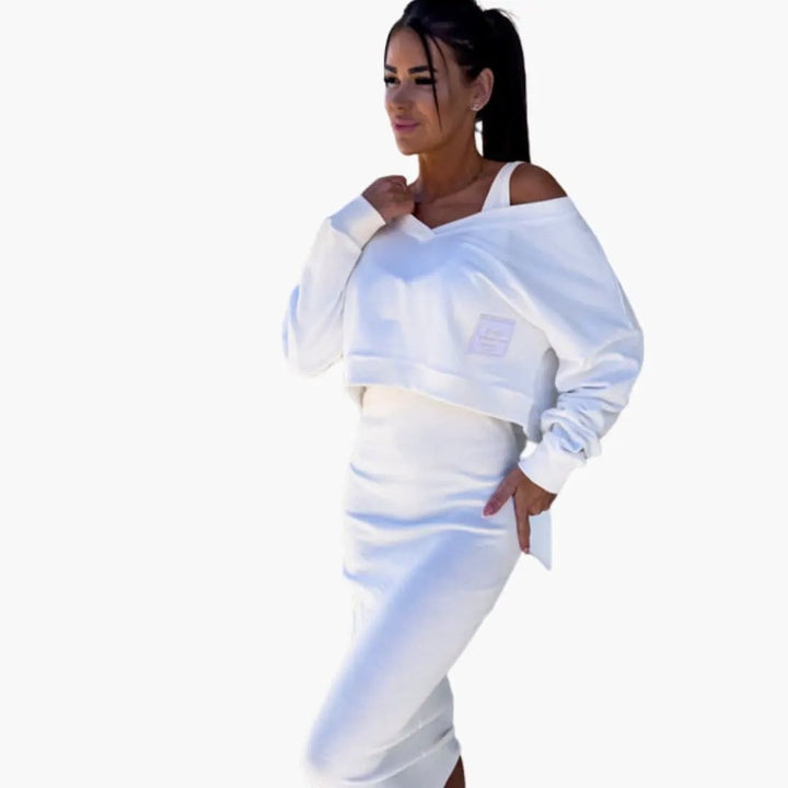 Women’s Sweatshirt Dress with Long Sleeves and Straight Hem