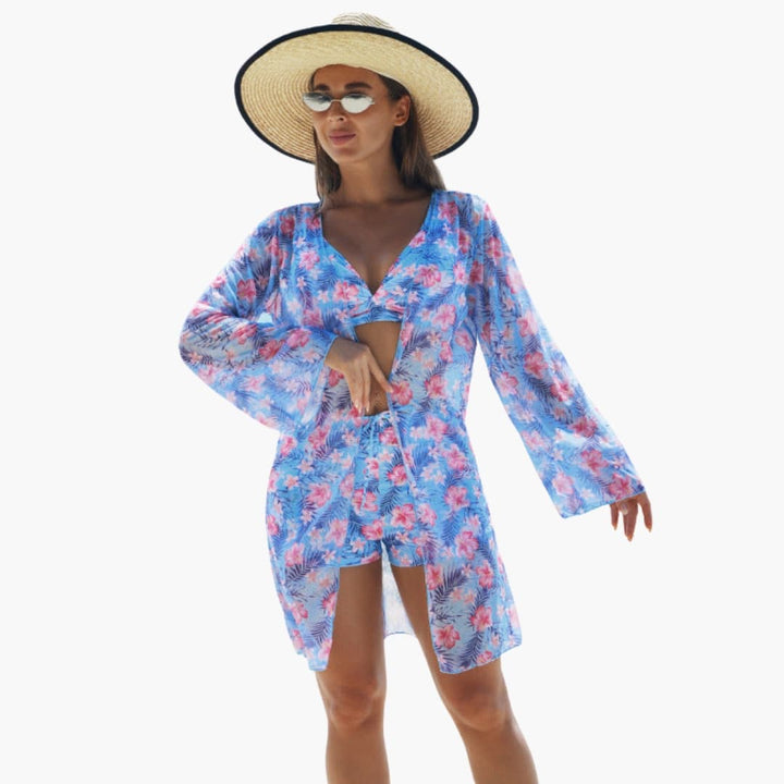Women’s Three-Piece Printed Bikini Set with Padded Top