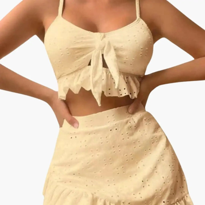 Women’s Two-Piece Ruffle Bikini Set with High-Waisted Skirt