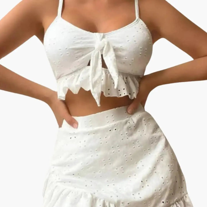 Women’s Two-Piece Ruffle Bikini Set with High-Waisted Skirt