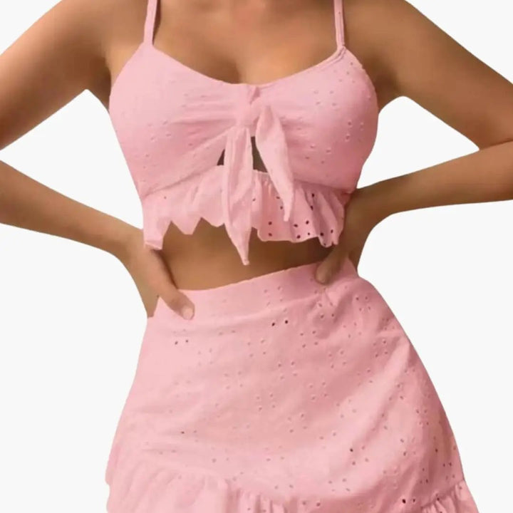 Women’s Two-Piece Ruffle Bikini Set with High-Waisted Skirt