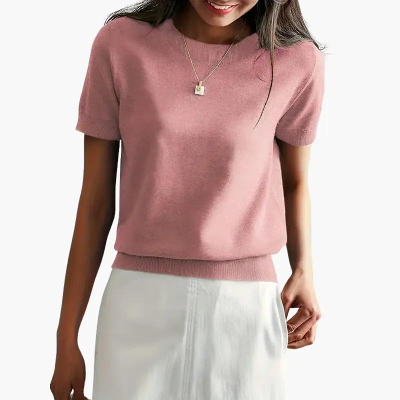 Women's Top with Short Sleeves and Lightweight Fabric
