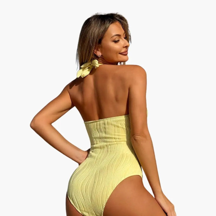Women’s Triangle Neck One-Piece Swimsuit with Padded Cups
