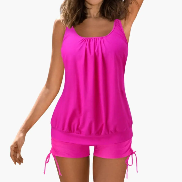 Women’s Tropical Print Tankini Swimsuit Set – Scoop Neck Two-Piece Bathing Suit
