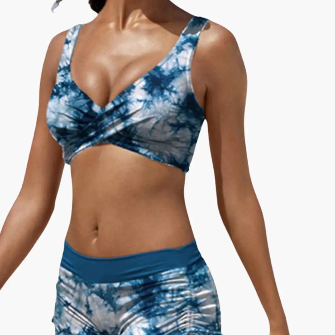 Women’s Twist Front Bikini Set with Swim Shorts