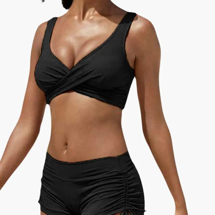 Women’s Twist Front Bikini Set with Swim Shorts