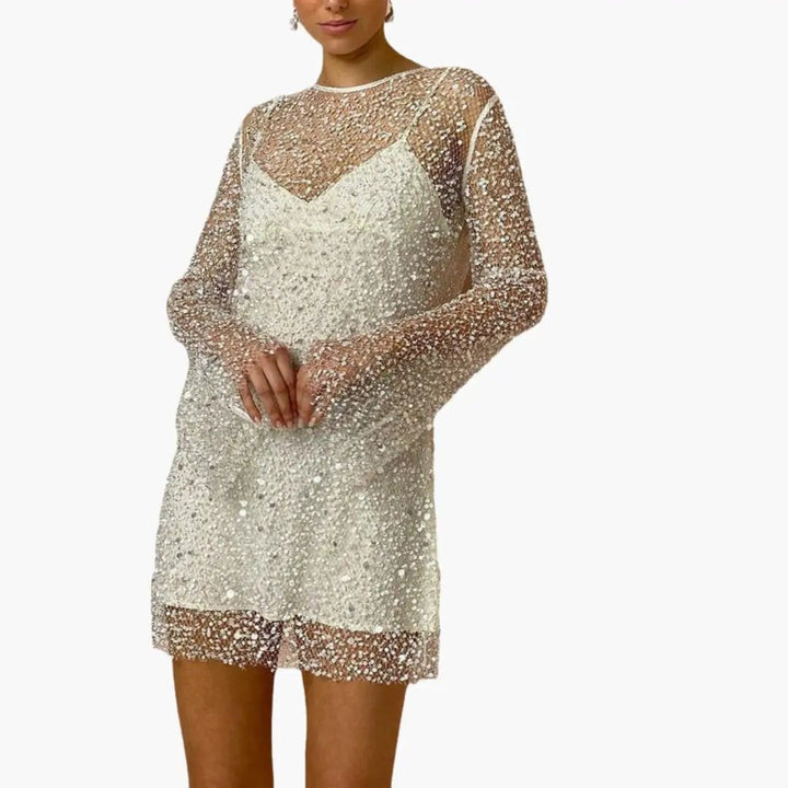 Women’s Two-Piece Dress with Sheer Mesh and Sling Straps