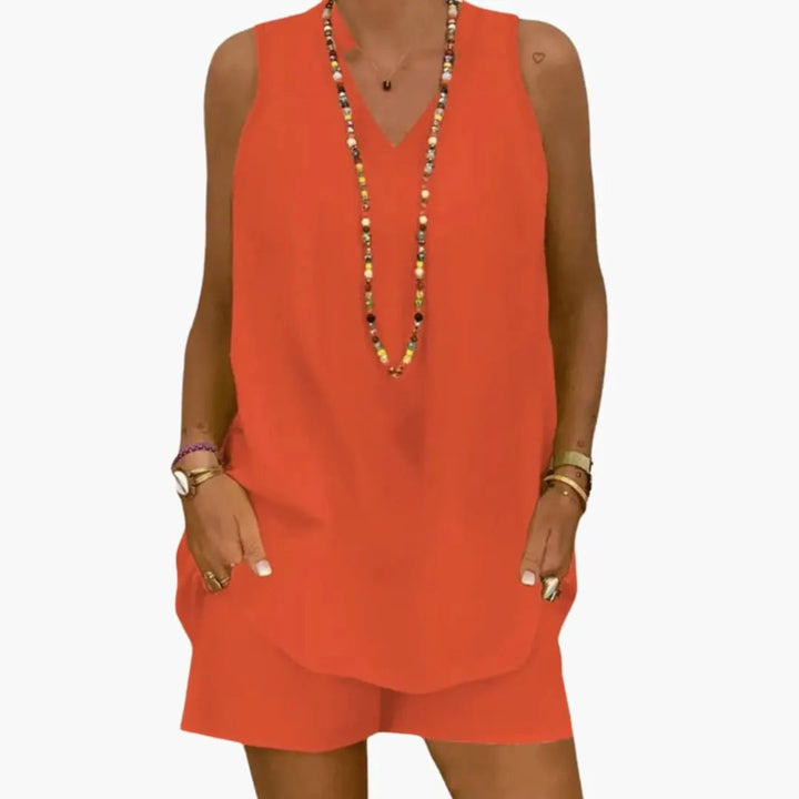 Women’s Two-Piece Tunic and Pants Set – Longline Round Neck Top with Full-Length Pants