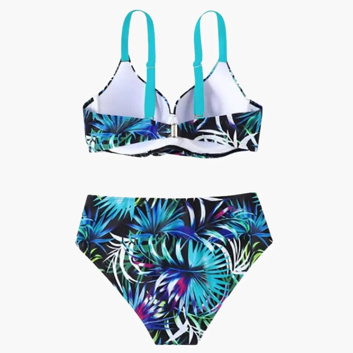 Women’s Underwire High-Waisted Tropical Print Bikini Set